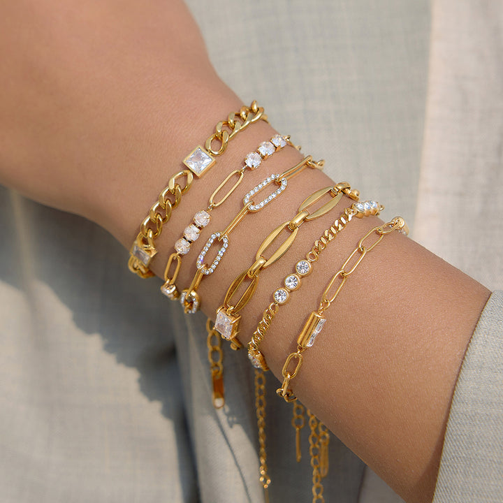 Sirocco Square Stone Curb Chain Bracelet