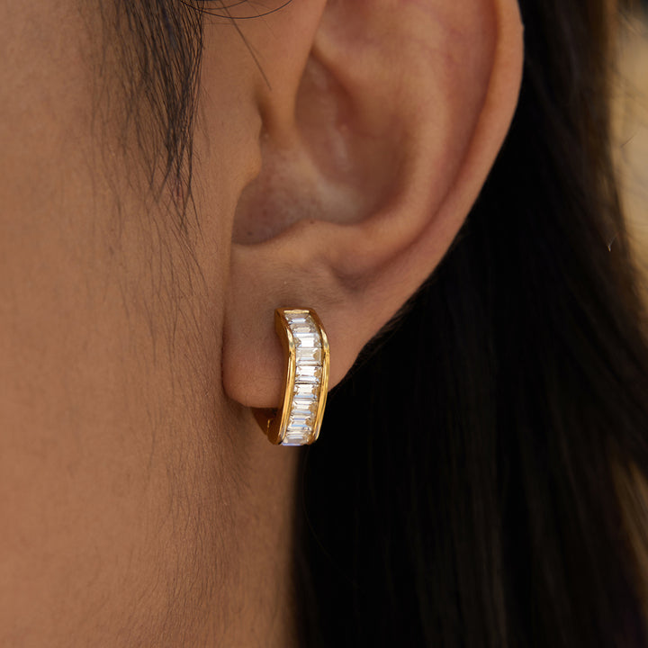Laurel Baguette Huggie Earrings