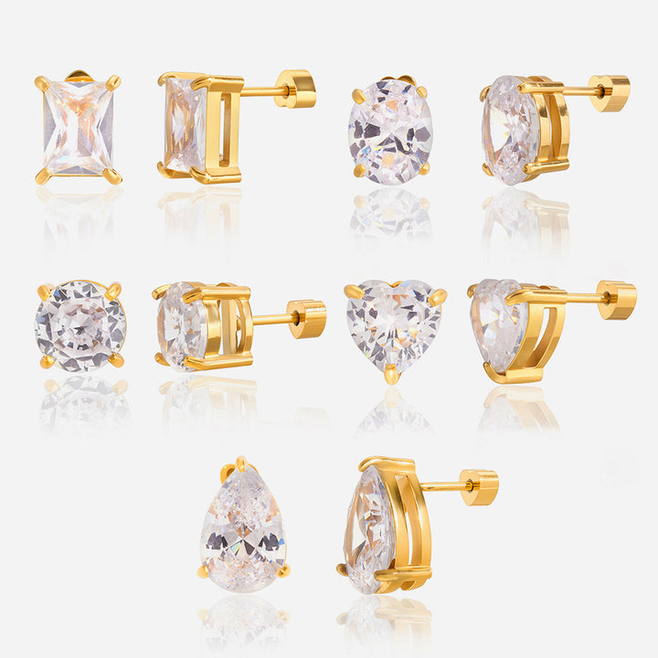 Salt Air Solitaire Screw-Back Earrings