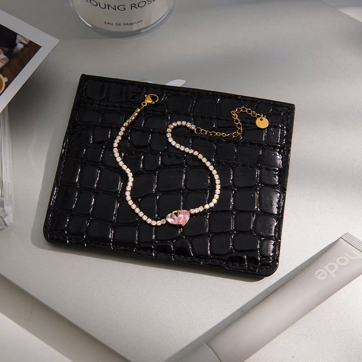 Oleander Pink Heart Tennis Bracelet