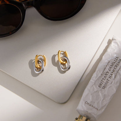 Harbour Two-Tone Oval Link Earrings