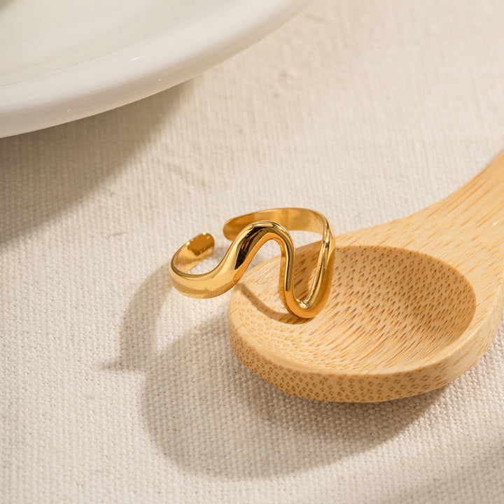 Ondine Curved Wave Open Ring