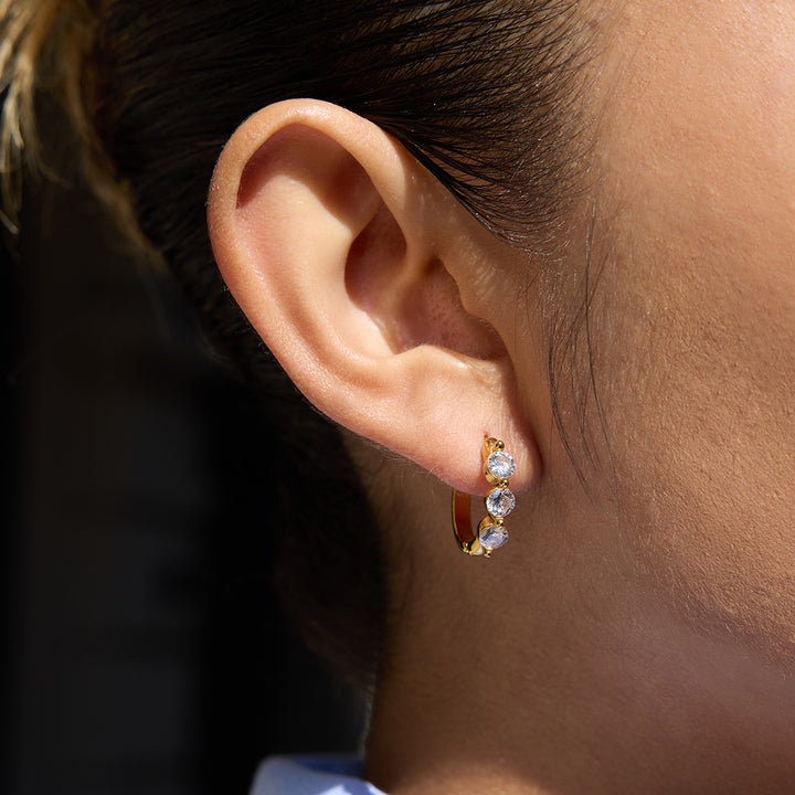 Menorca Bezel Oval Huggie Earrings