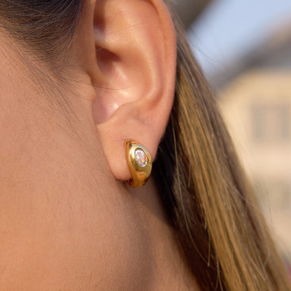 Riviera Domed Crystal Huggie Earrings