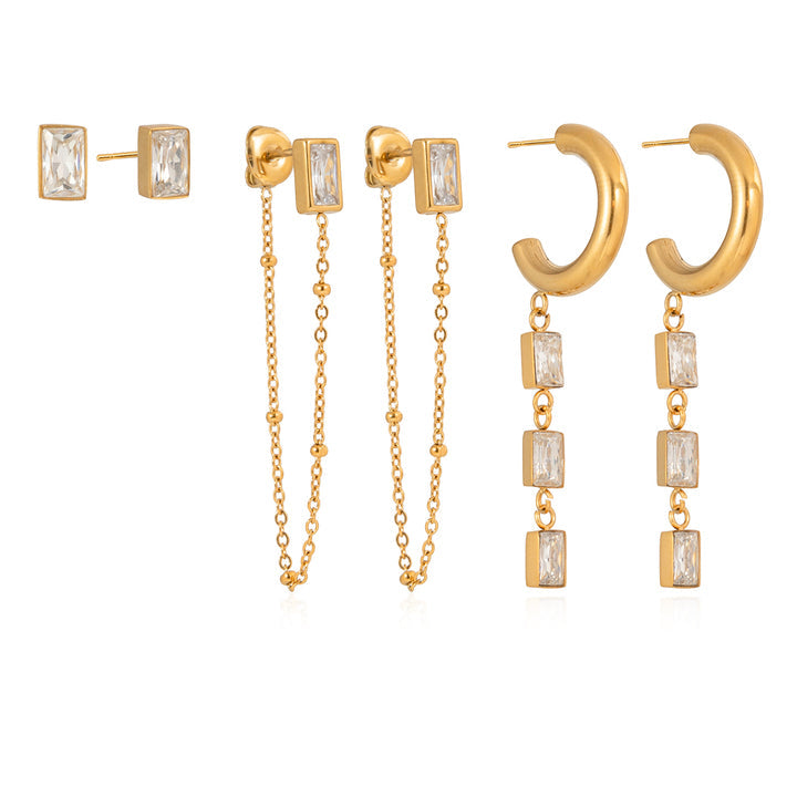 Menorca Baguette Stack Earrings
