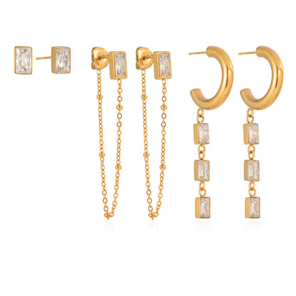 Menorca Baguette Stack Earrings