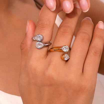 Aegean Double Teardrop Open Ring