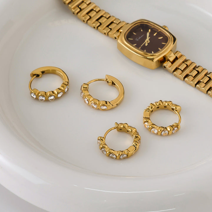 Seaspray Bezel-Set Huggie Earrings