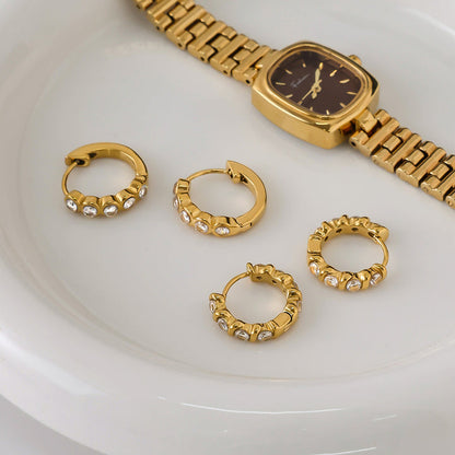 Seaspray Bezel-Set Huggie Earrings
