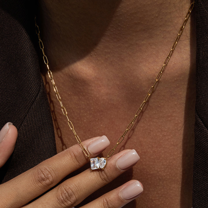 Isola Square Zircon Chain Necklace