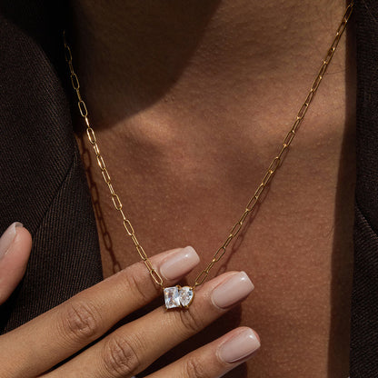 Isola Square Zircon Chain Necklace