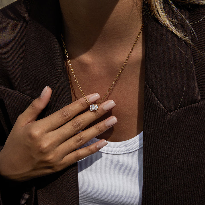 Isola Square Zircon Chain Necklace