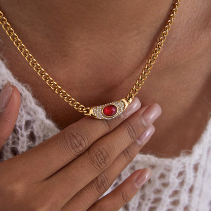 Sirocco Red Stone Curb Necklace
