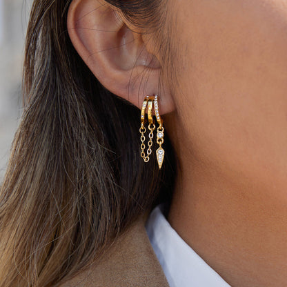 Marea Pavé Huggie Chain Earrings