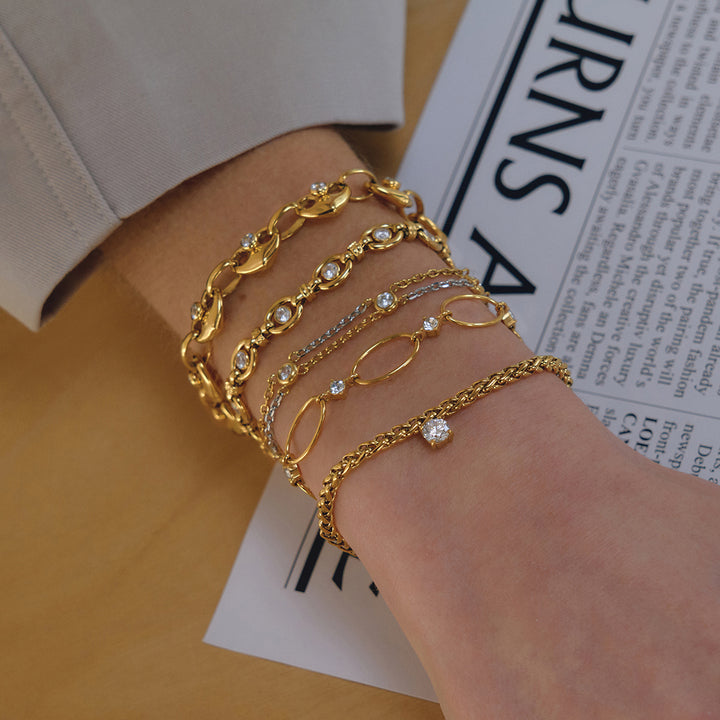 Cadaqués Oval and Crystal Chain Bracelet