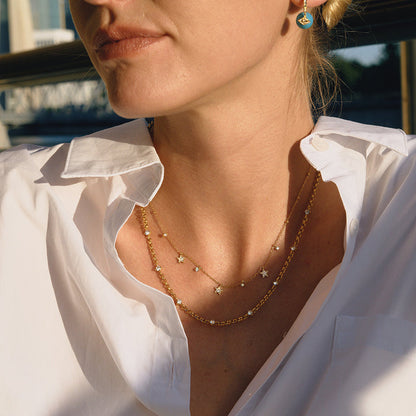 Zephyr Star Charm Station Necklace