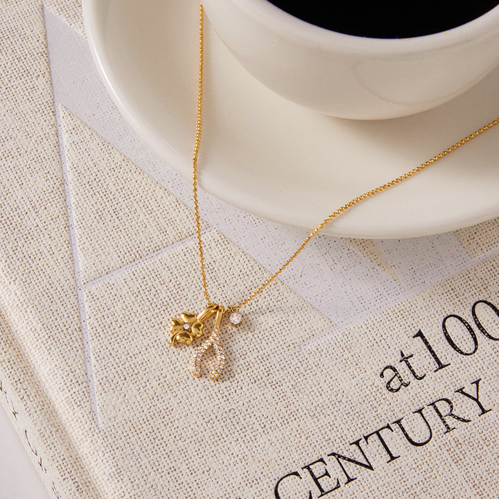Meltemi Clover and Wishbone Necklace