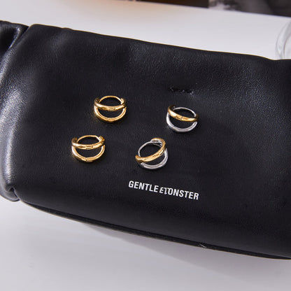 Zephyr Two-Tone Huggie Hoop Earrings