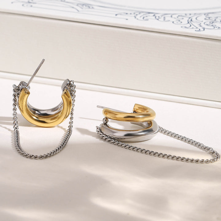 Corsica Chain Drape Hoop Earrings