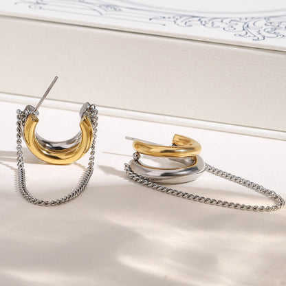 Corsica Chain Drape Hoop Earrings