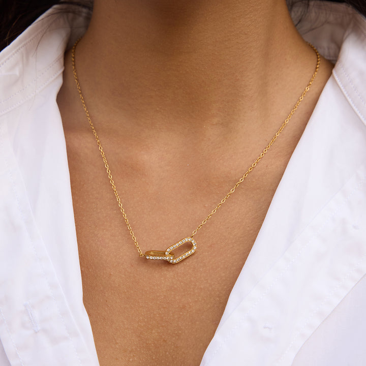 Olive Branch Linked Oval Necklace