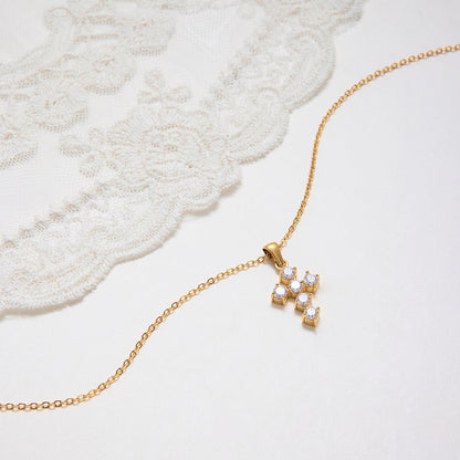 Vesper Pavé Cross Pendant Necklace
