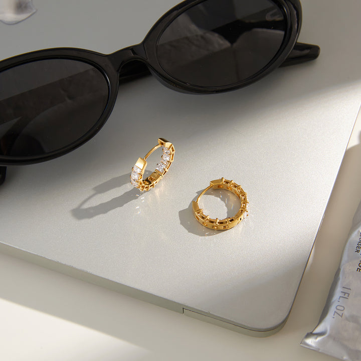 Olive Grove Mixed-Cut Hoop Earrings
