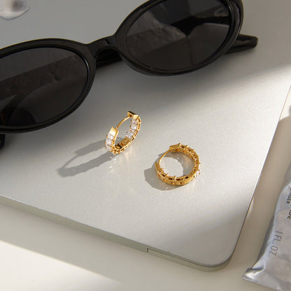 Olive Grove Mixed-Cut Hoop Earrings