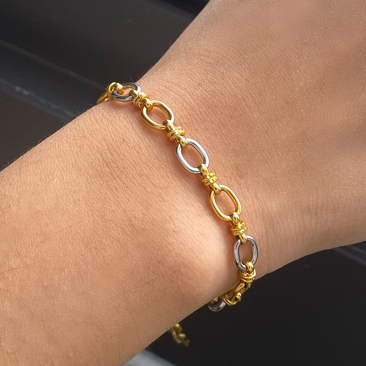 Ponent Silver and Gold Chain Bracelet