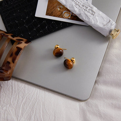Solstice Natural Stone Dome Earrings