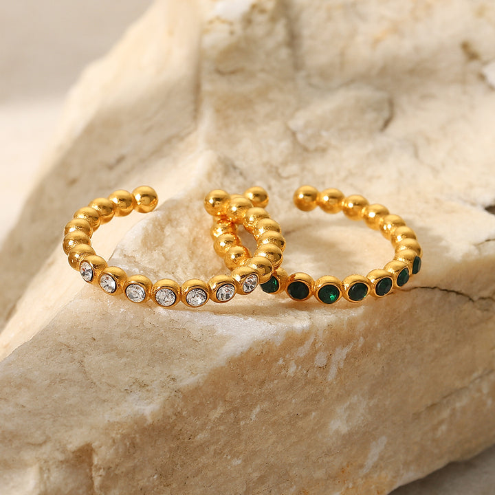 Laurel Beaded Bezel Open Ring