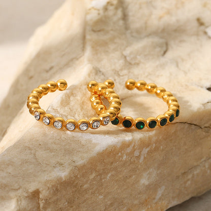 Laurel Beaded Bezel Open Ring