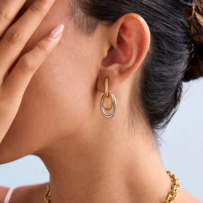 Mistral Two Tone Link Hoop Earrings