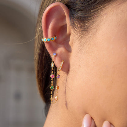 Verbena Crystal Chain Link Earrings