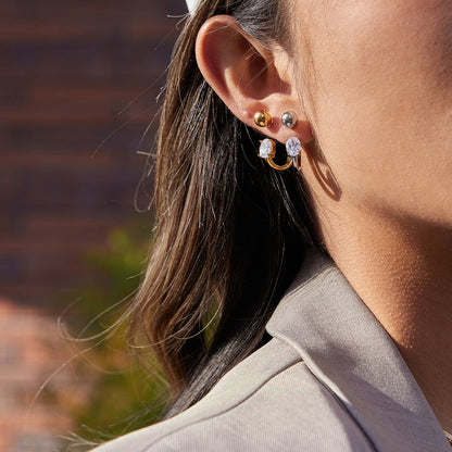 Riviera Oval Stone C-Hoop Earrings