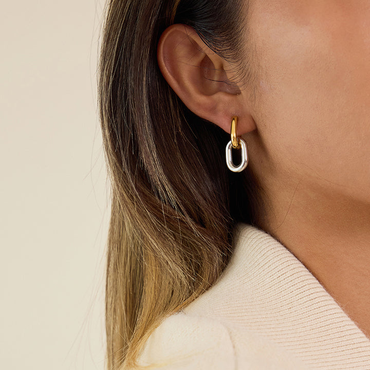 Harbour Two-Tone Oval Link Earrings