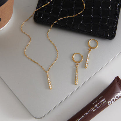 Moonlit Pavé Bar Drop Necklace