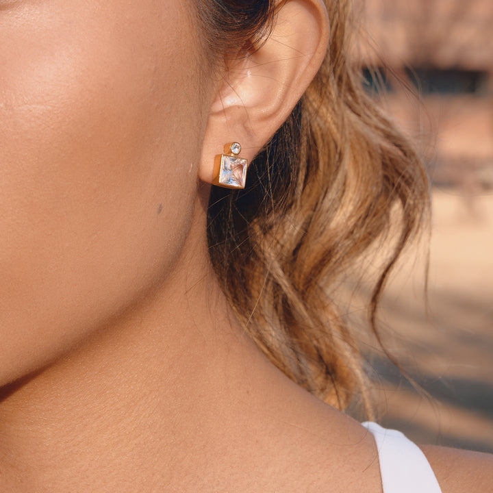Alba Square-Cut Crystal Stud Earrings
