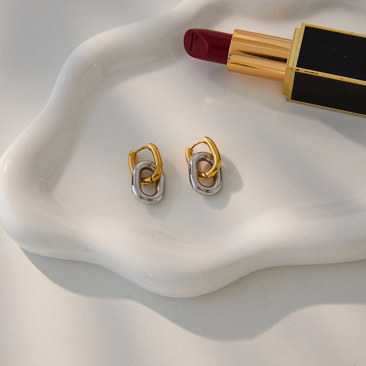 Harbour Two-Tone Oval Link Earrings