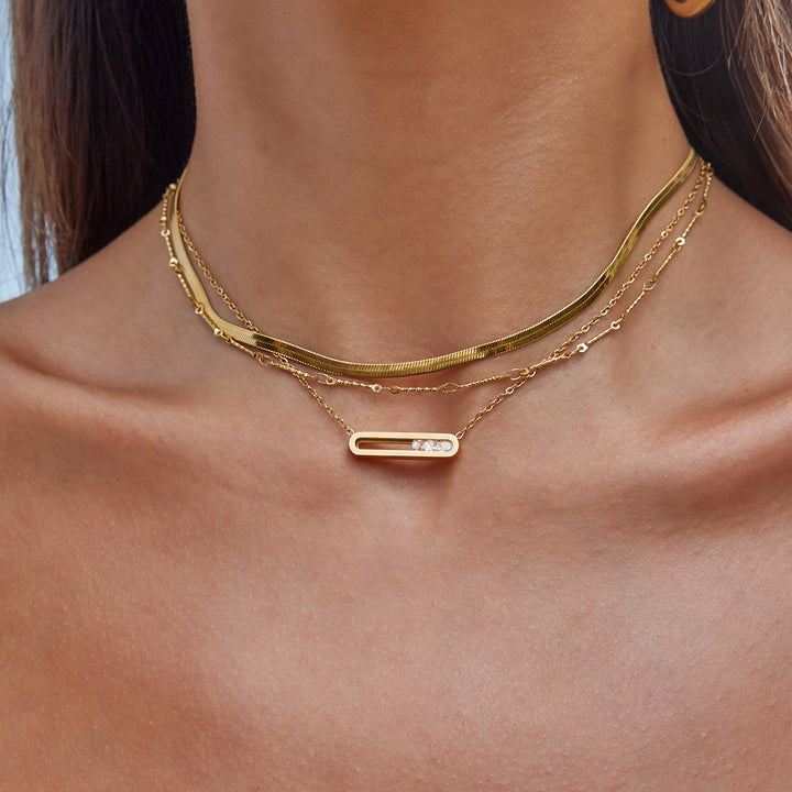 Lumen Floating Stone Bar Necklace