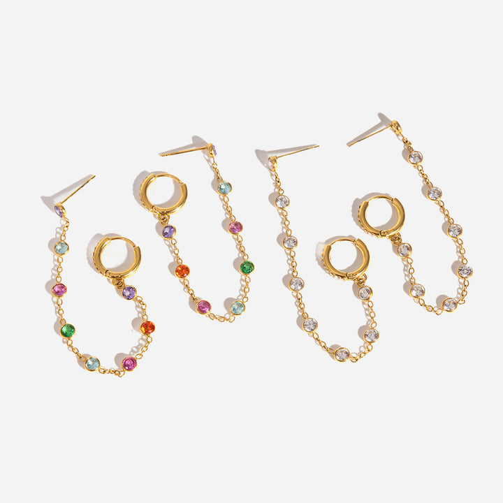 Verbena Crystal Chain Link Earrings