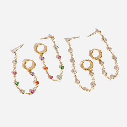 Verbena Crystal Chain Link Earrings