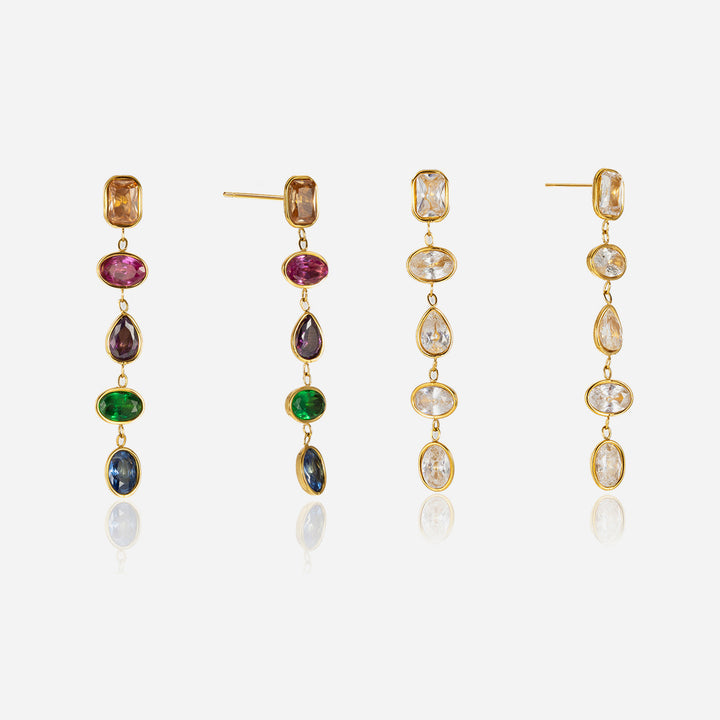 Sea Glass Bezel Drop Huggie Earrings