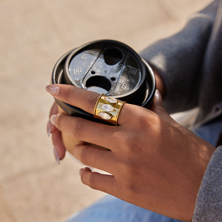 Ionian Three Stone Cuff Ring