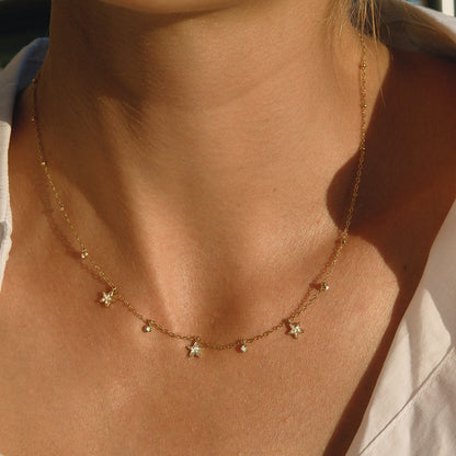 Zephyr Star Charm Station Necklace