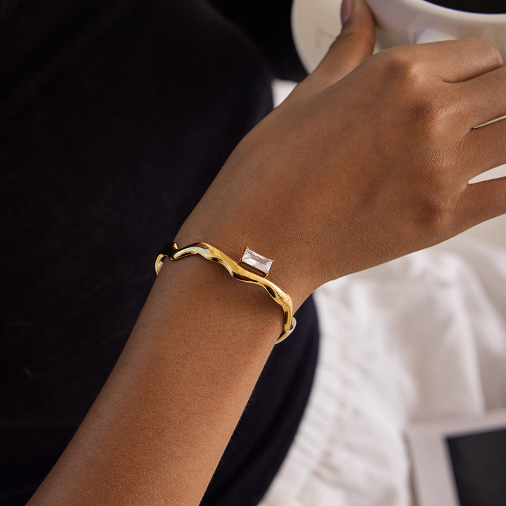Cala Rippled Baguette Cuff Bracelet