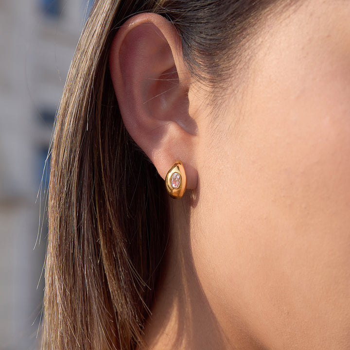 Riviera Domed Crystal Huggie Earrings