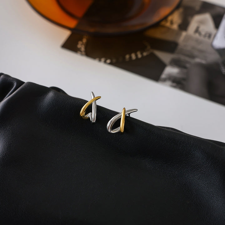 Meltemi Two-Tone Crossover Earrings