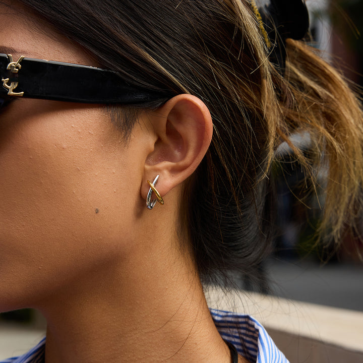 Meltemi Two-Tone Crossover Earrings