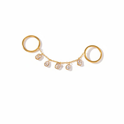 Lagoon Fringed Chain Twin Ring